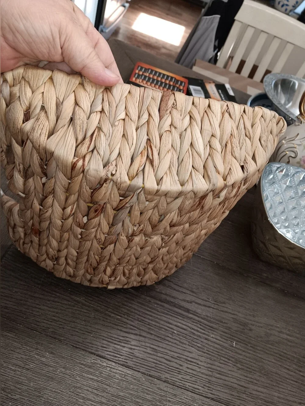 Natural Braided Seagrass Tray with Metal Handles